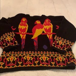 Vintage80s blk/gold/red parrot sweater-looks great